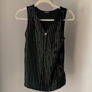 Express black with gold stripes sleeveless tank